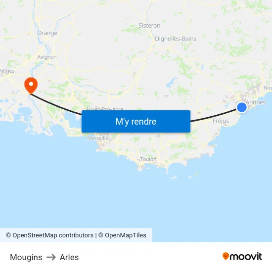 Mougins to Arles map