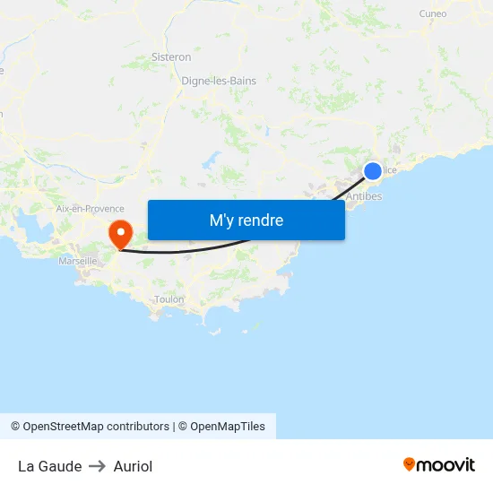 La Gaude to Auriol map
