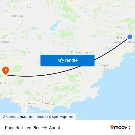 Roquefort-Les-Pins to Auriol map