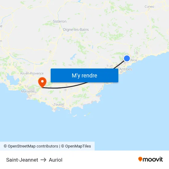 Saint-Jeannet to Auriol map