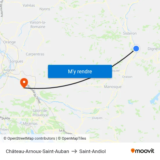 Château-Arnoux-Saint-Auban to Saint-Andiol map