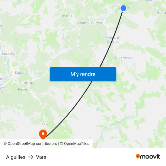 Aiguilles to Vars map