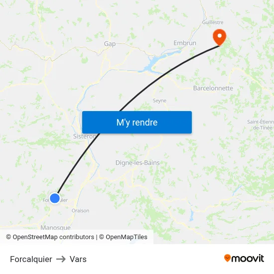 Forcalquier to Vars map