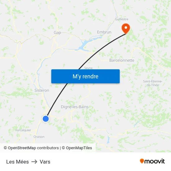 Les Mées to Vars map