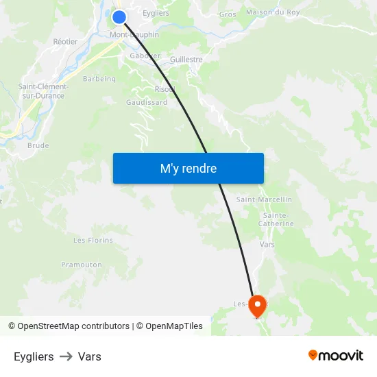 Eygliers to Vars map