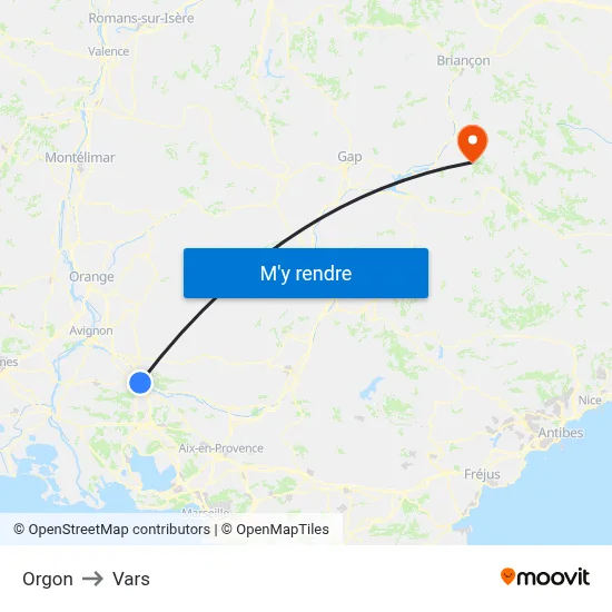 Orgon to Vars map