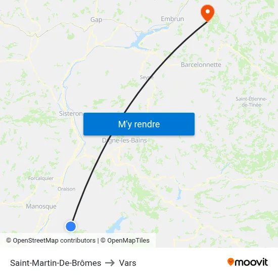 Saint-Martin-De-Brômes to Vars map