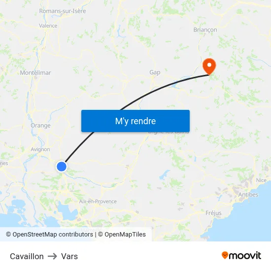 Cavaillon to Vars map
