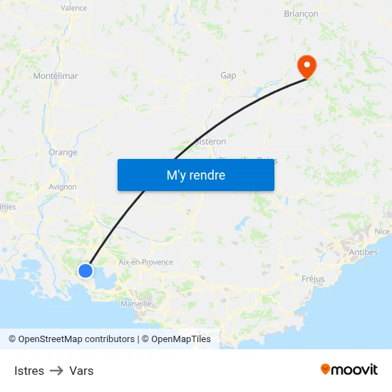Istres to Vars map