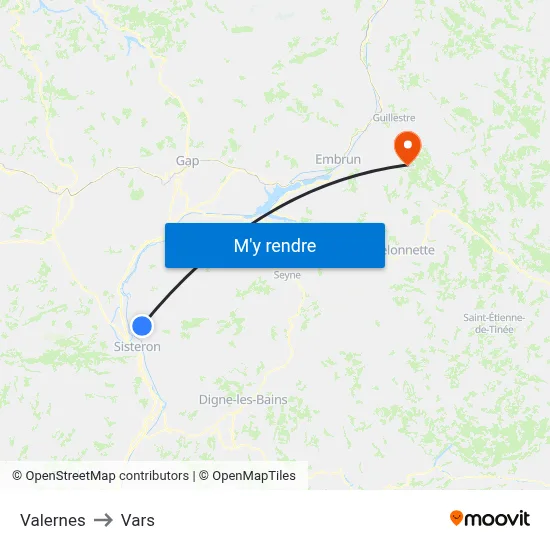 Valernes to Vars map