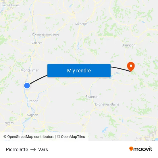 Pierrelatte to Vars map