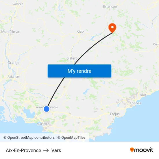 Aix-En-Provence to Vars map