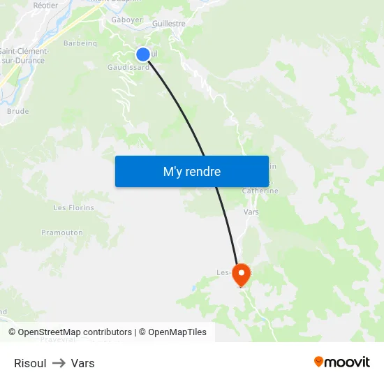 Risoul to Vars map