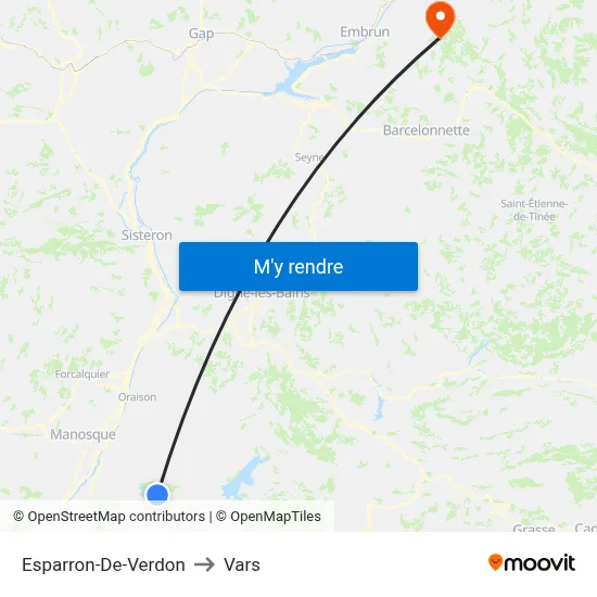 Esparron-De-Verdon to Vars map