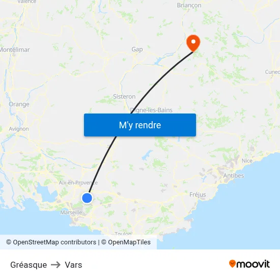 Gréasque to Vars map