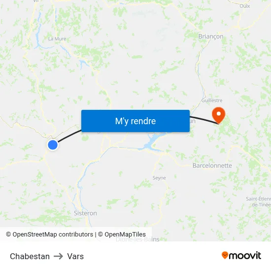 Chabestan to Vars map