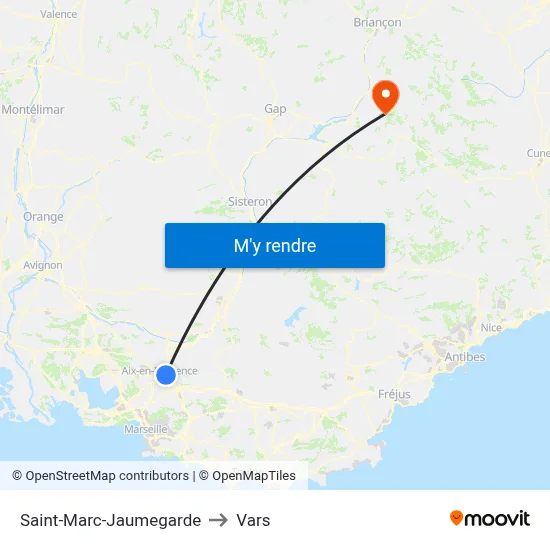 Saint-Marc-Jaumegarde to Vars map