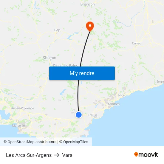 Les Arcs-Sur-Argens to Vars map