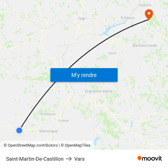 Saint-Martin-De-Castillon to Vars map