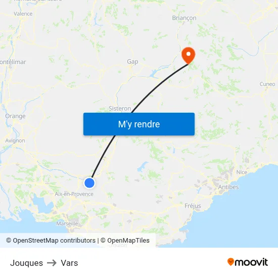 Jouques to Vars map