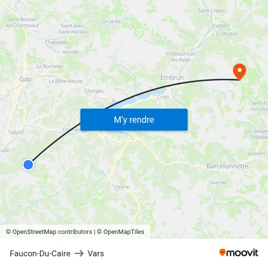 Faucon-Du-Caire to Vars map