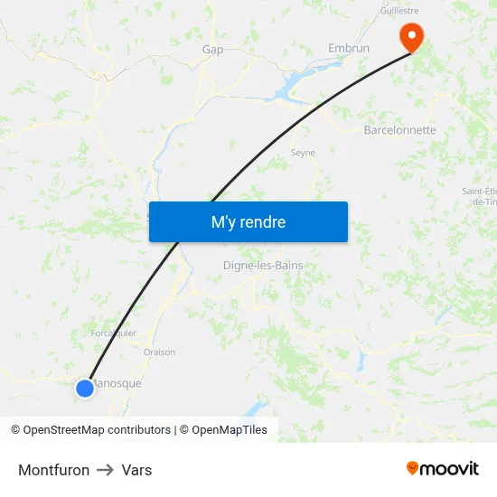 Montfuron to Vars map