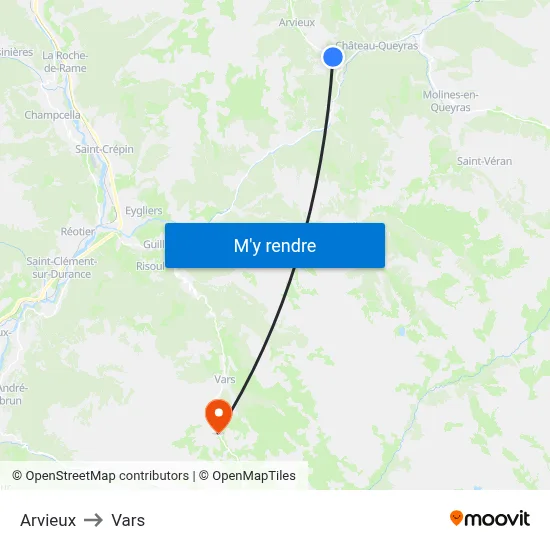 Arvieux to Vars map