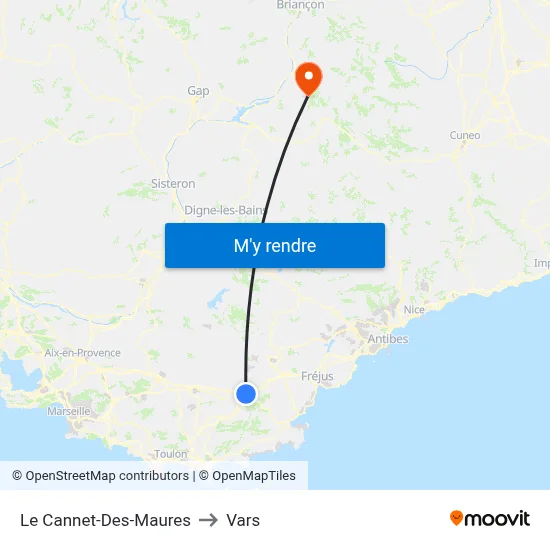 Le Cannet-Des-Maures to Vars map