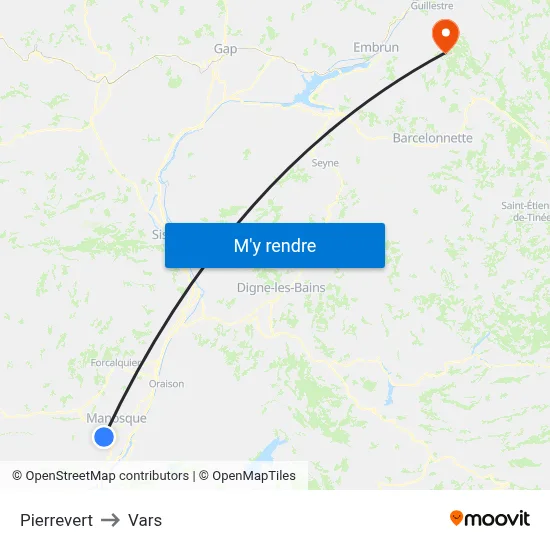 Pierrevert to Vars map