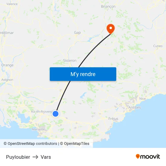 Puyloubier to Vars map