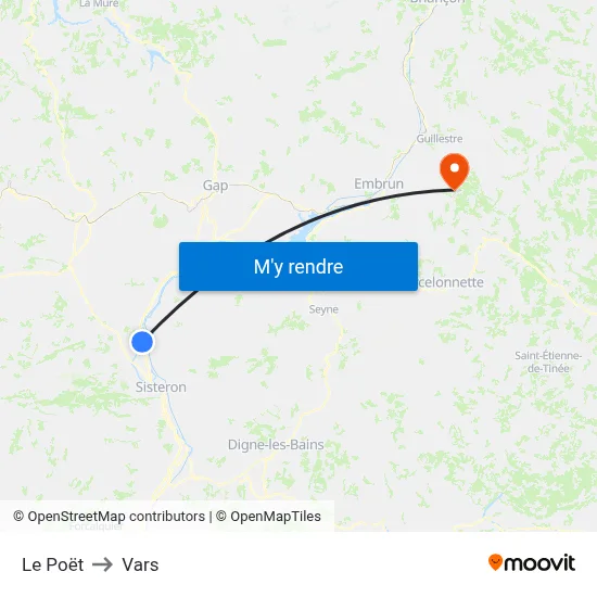 Le Poët to Vars map