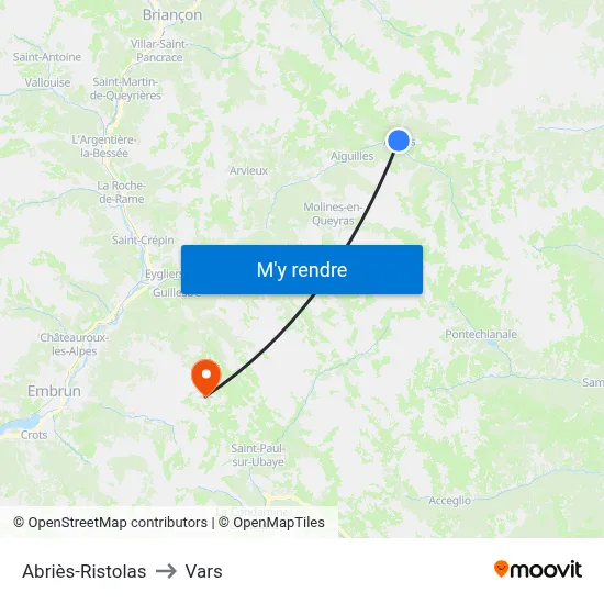 Abriès-Ristolas to Vars map