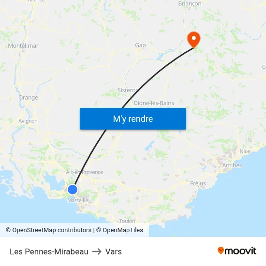 Les Pennes-Mirabeau to Vars map
