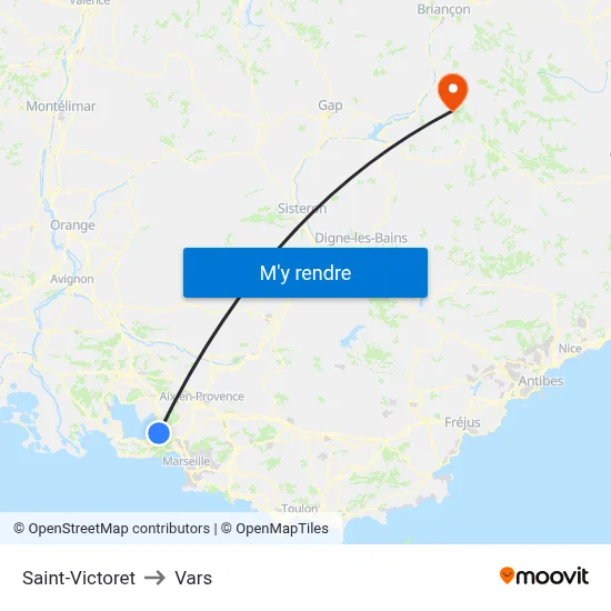 Saint-Victoret to Vars map