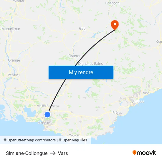 Simiane-Collongue to Vars map