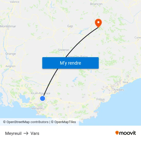 Meyreuil to Vars map