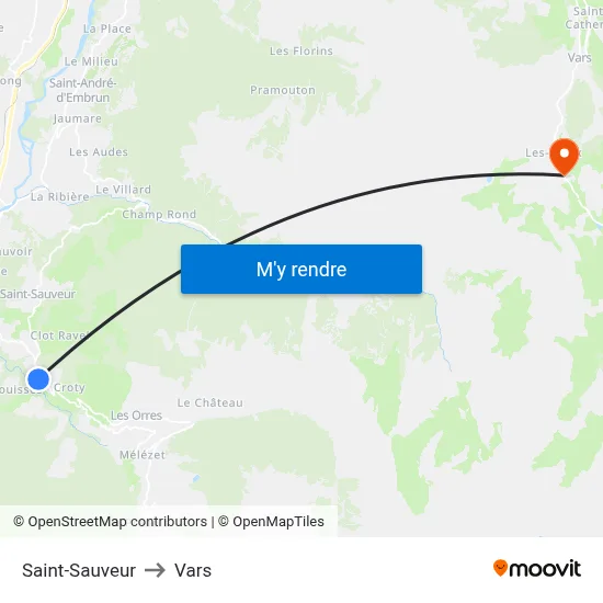 Saint-Sauveur to Vars map