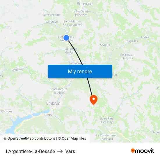 L'Argentière-La-Bessée to Vars map
