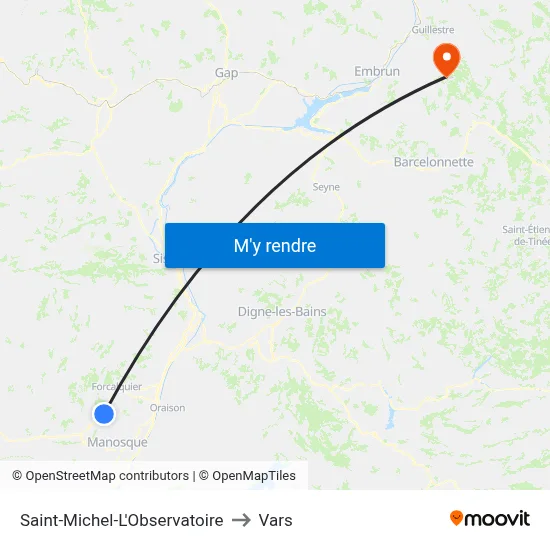 Saint-Michel-L'Observatoire to Vars map