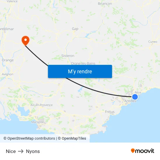 Nice to Nyons map