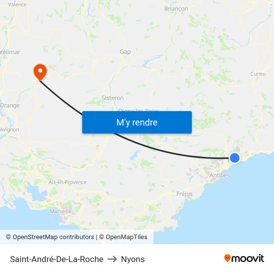 Saint-André-De-La-Roche to Nyons map
