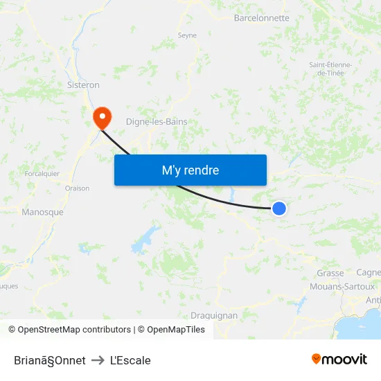Brianã§Onnet to L'Escale map