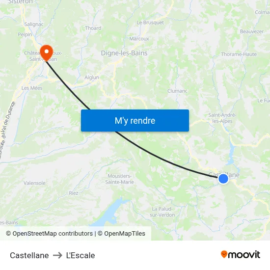 Castellane to L'Escale map