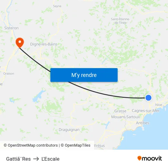 Gattiã¨Res to L'Escale map