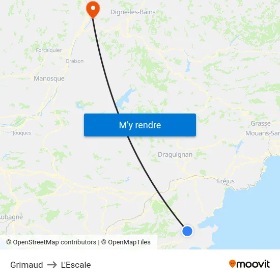 Grimaud to L'Escale map