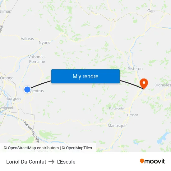 Loriol-Du-Comtat to L'Escale map