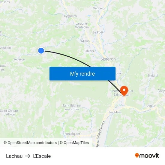 Lachau to L'Escale map