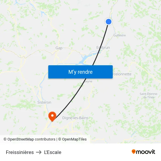 Freissinières to L'Escale map