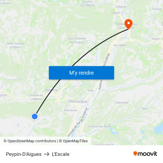 Peypin-D'Aigues to L'Escale map