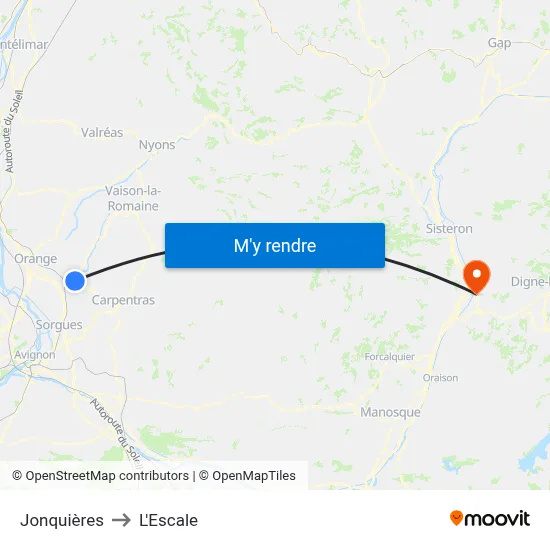 Jonquières to L'Escale map